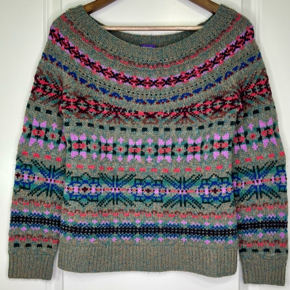 Ralph Lauren Purple Label Faire Isle boatneck sweater pullover. - Picture 3 of 6